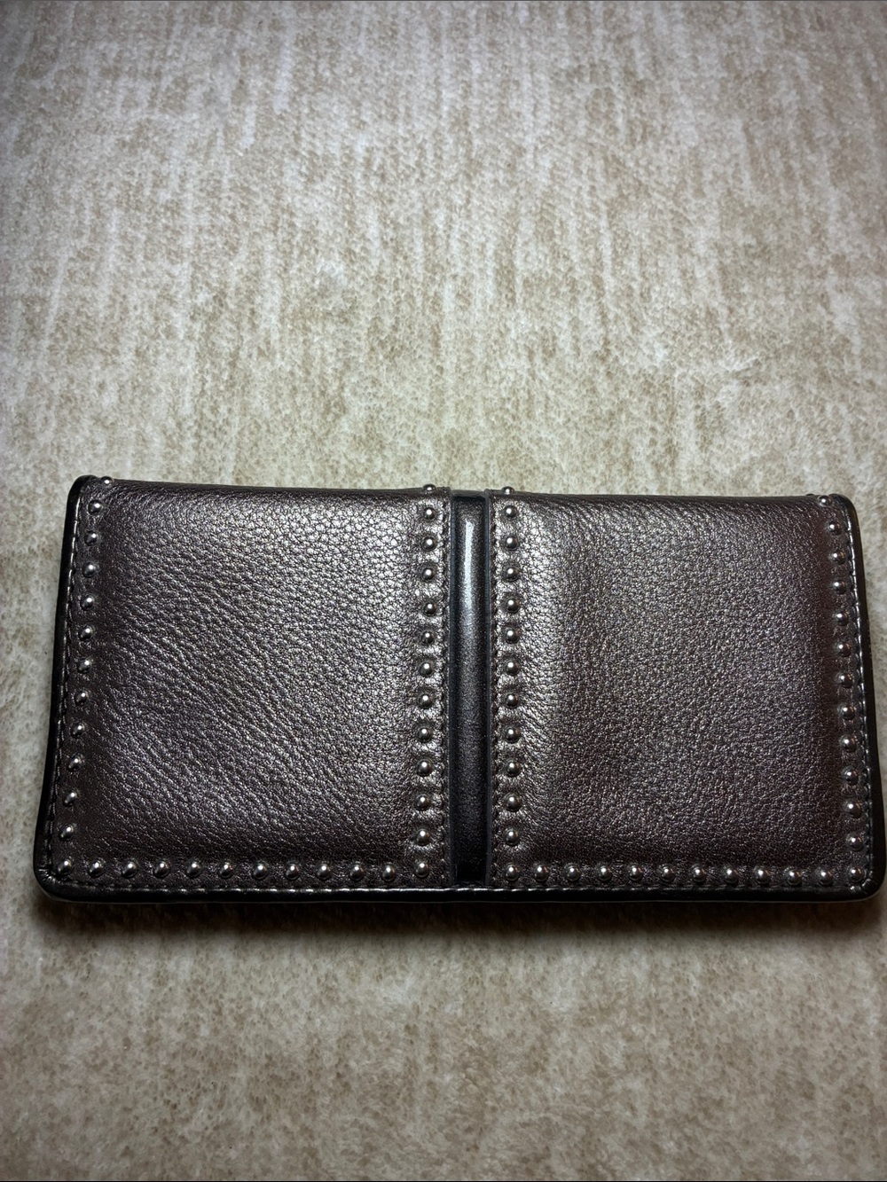 Brighton Brown Leather Card‎ Holder with Stud Trim